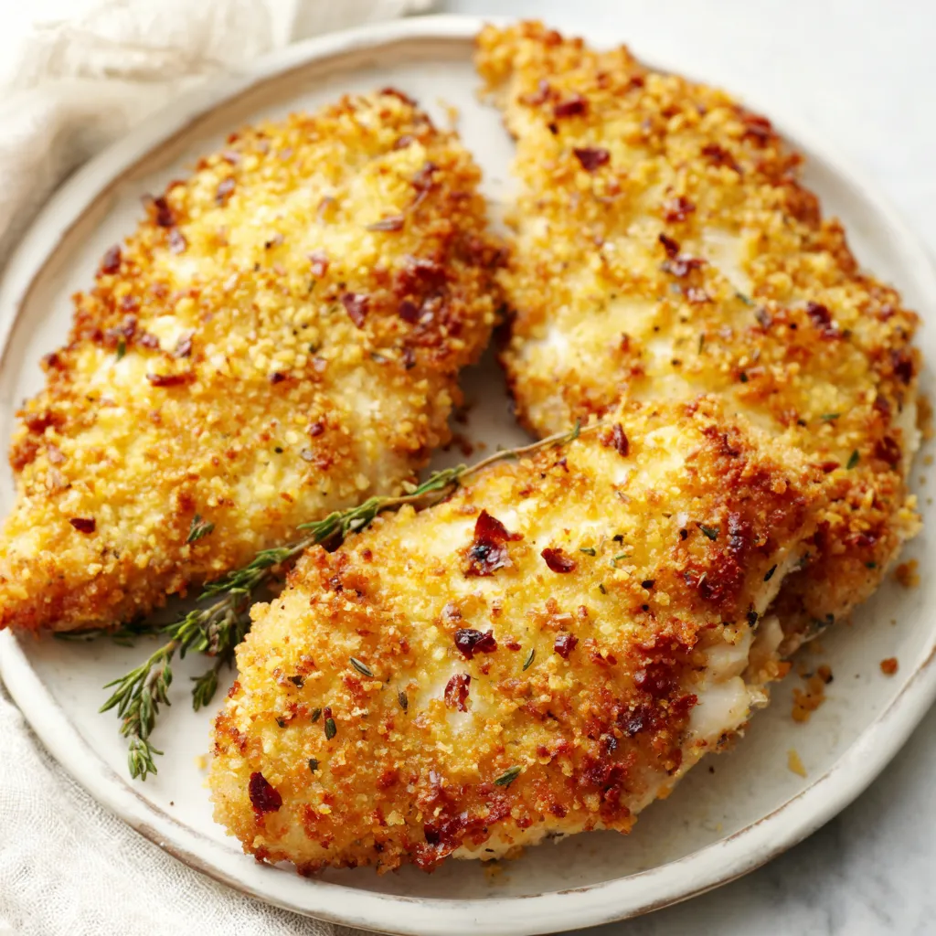 A close-up shot showcases a delicious plate of LongHorn Parmesan Chicken.