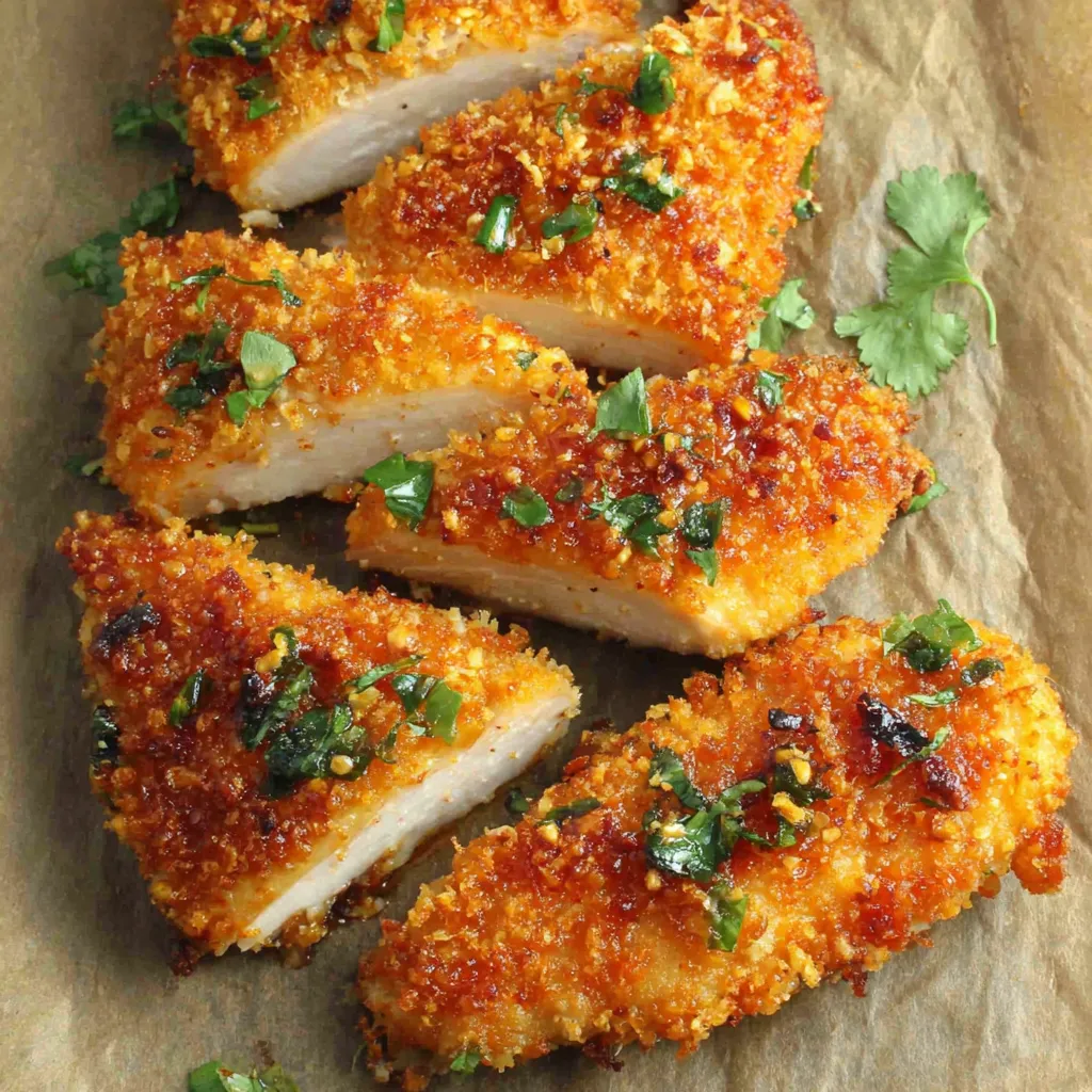 Close-up shot showcasing the crispy texture and glistening hot honey glaze of the Hot Honey Chicken.