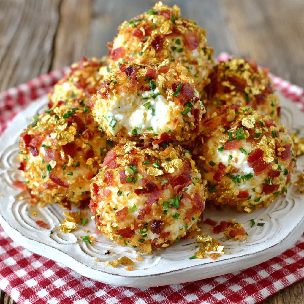 Close-up view of creamy Mini Bacon Ranch Cheeseballs ready to be served.