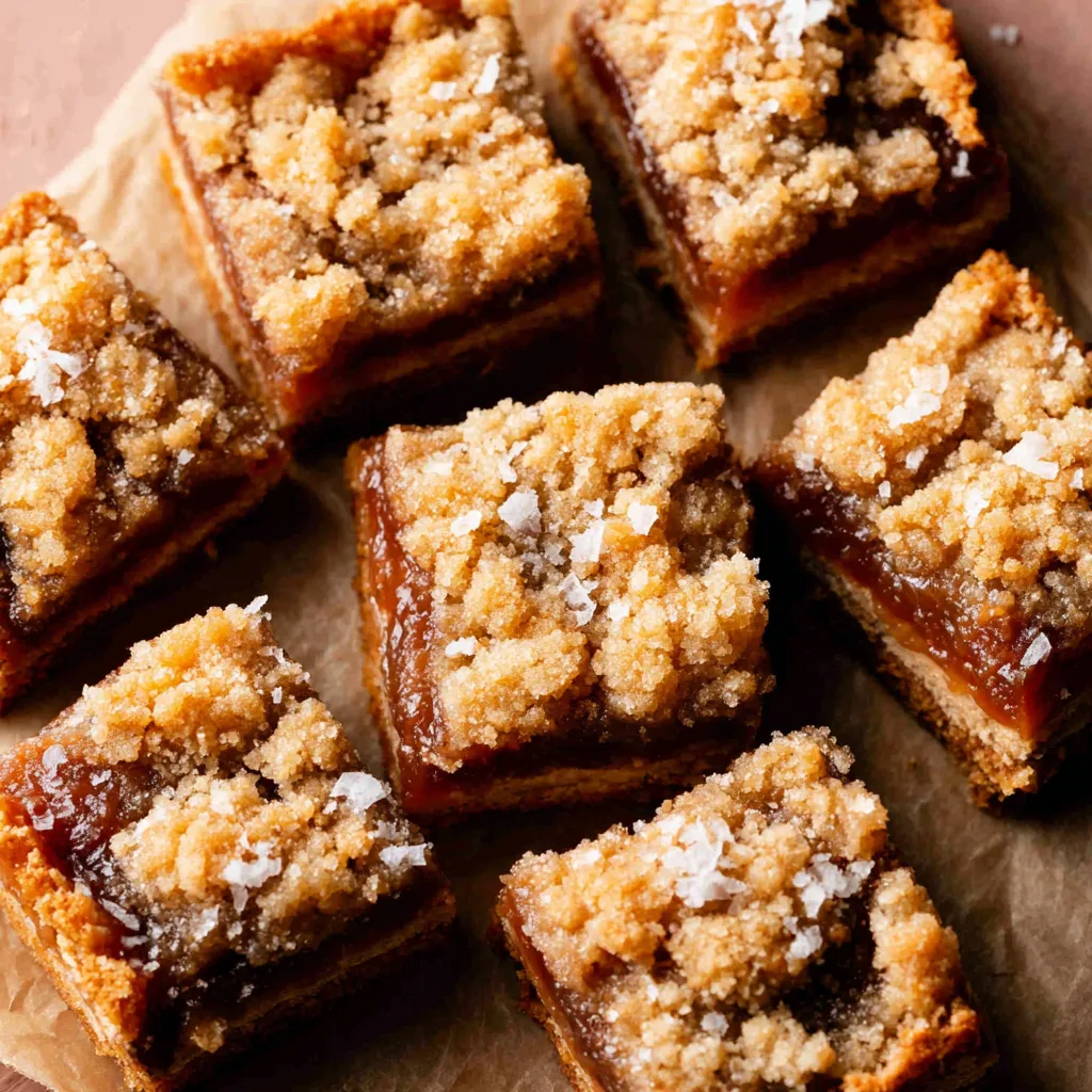 Close-up of delicious Salted Caramel Apple Bars, highlighting the caramel drizzle and apple filling.