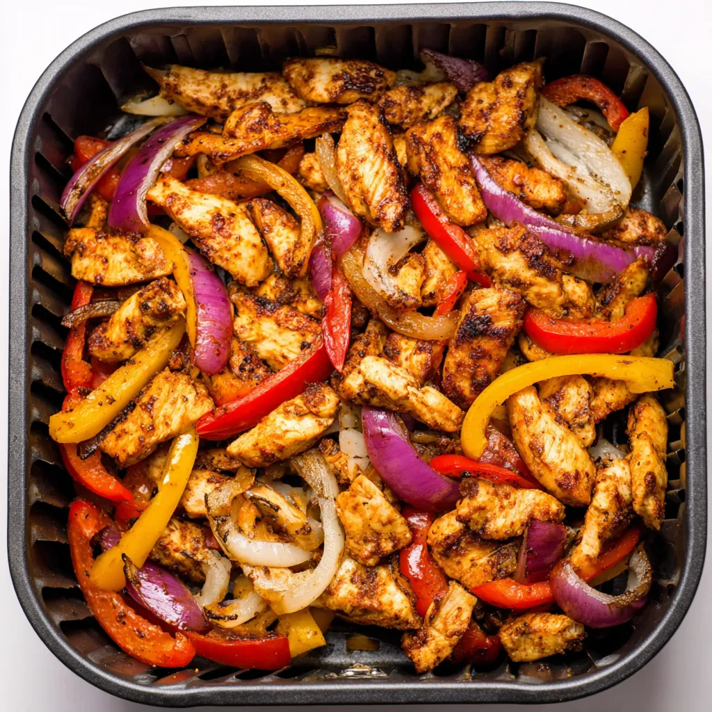 Air Fryer Chicken Fajitas are shown in a vibrant featured image, highlighting the delicious and easy recipe.
