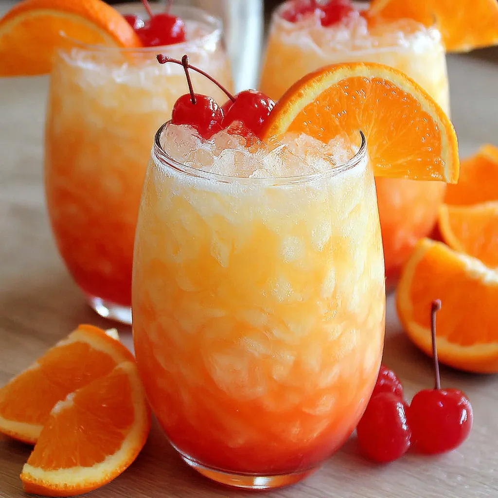 A vibrant Amaretto Island Punch cocktail is showcased as the featured image for a tropical drink recipe.