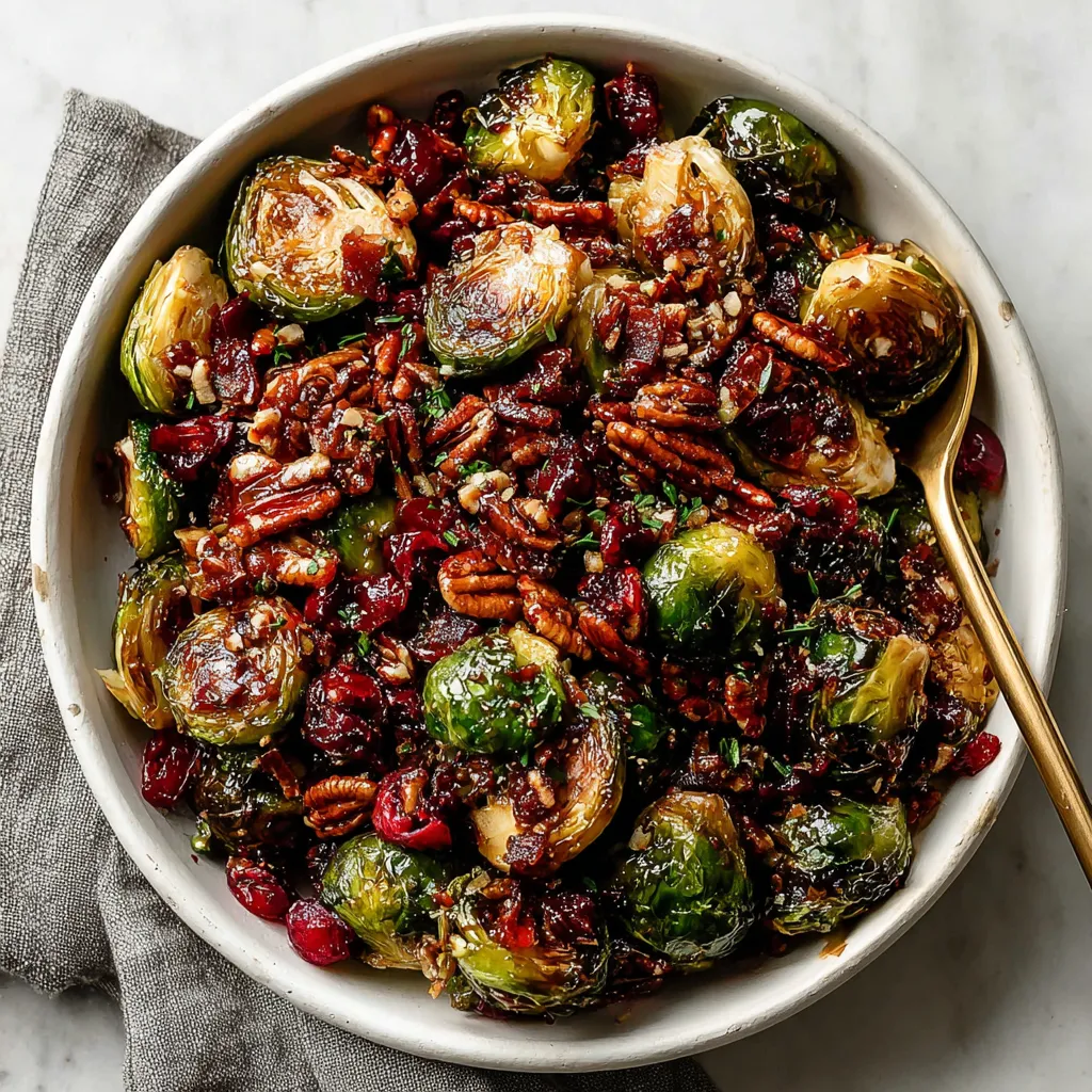 BEST BRUSSELS SPROUTS WITH BACON PECANS CRANBERRY