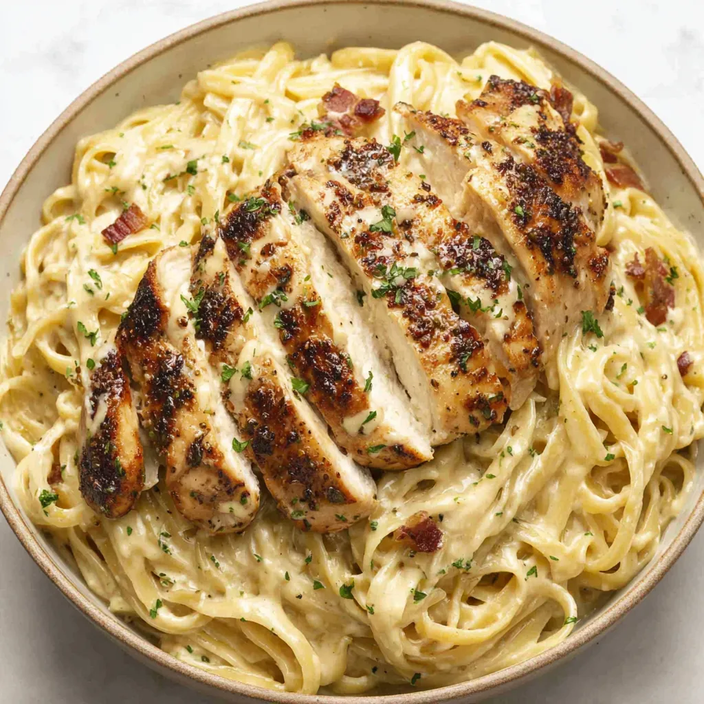 Creamy Chicken Alfredo Pasta with tender chicken and perfectly cooked noodles, a delicious and satisfying meal.