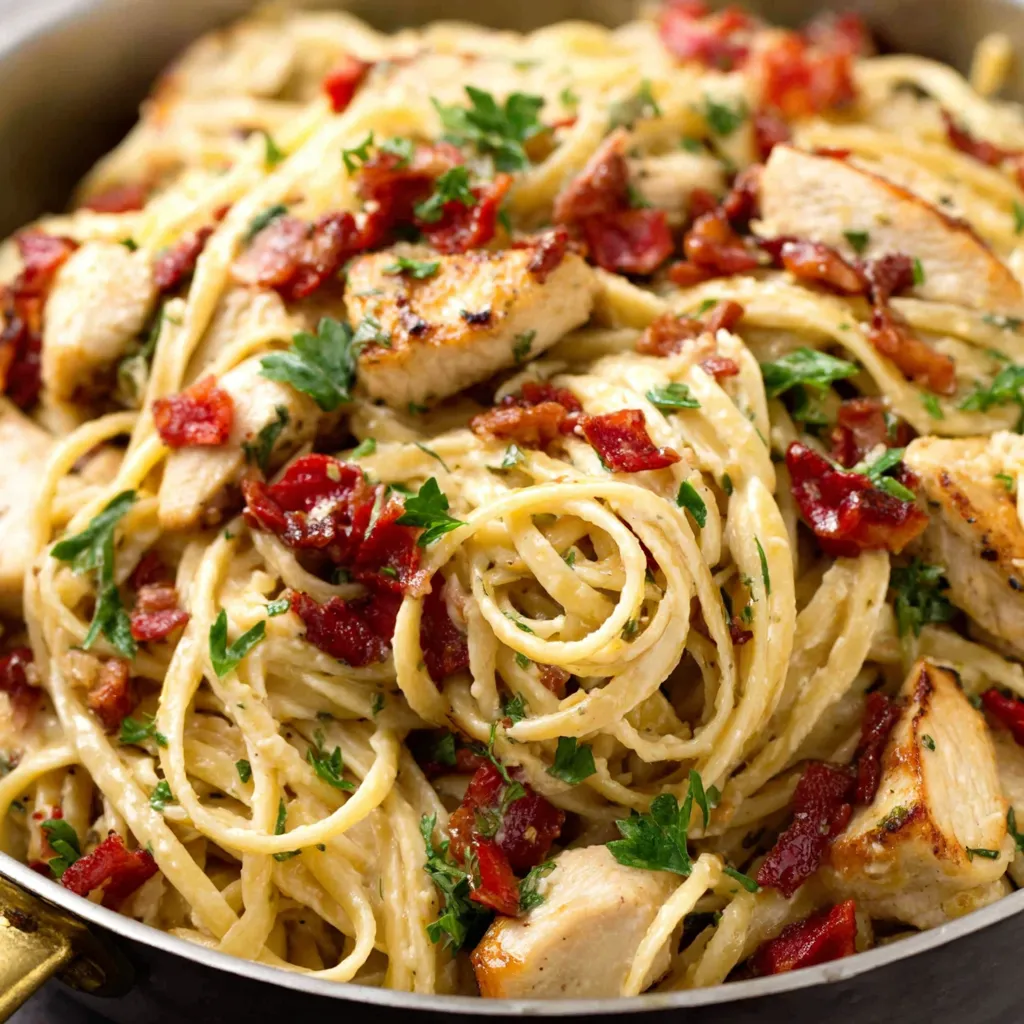 Delicious Chicken Carbonara is beautifully displayed as a featured image.