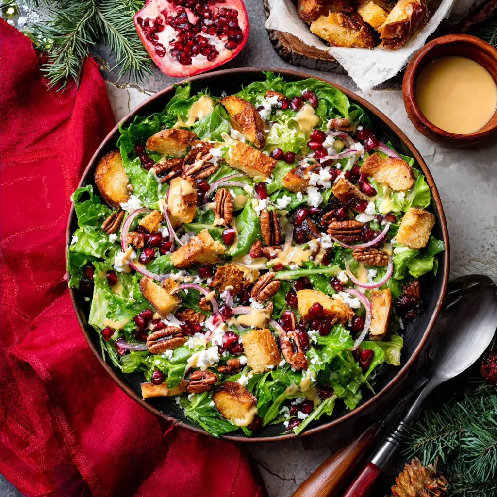 Festive Christmas Salad with colorful fruits and greens, perfect for a holiday meal.