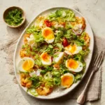Creamy Egg Salad sits atop toasted bread in a delicious featured image.