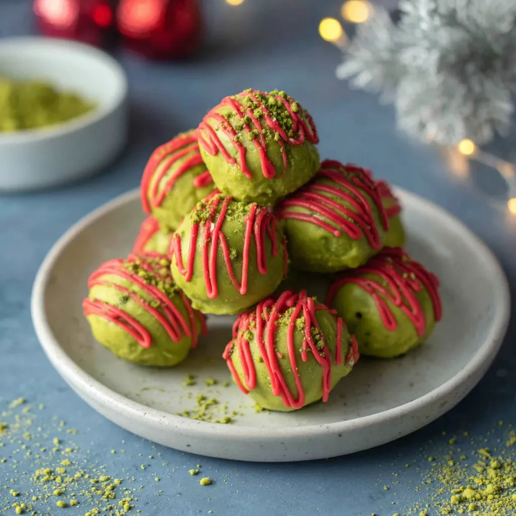 A close-up featured image showcases festive green Grinch Oreo Truffles, perfect for a Christmas dessert.