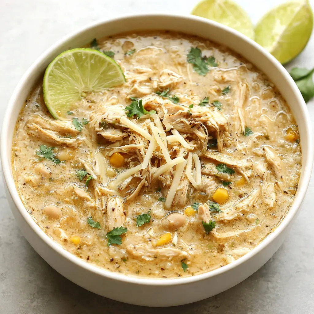 A delicious bowl of creamy White Chicken Chili is shown as the featured image for this recipe.