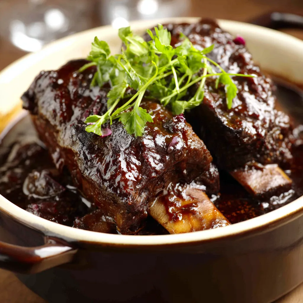 Featured image showcasing delicious Braised Beef Short Ribs In Red Wine Sauce, ready to be served.