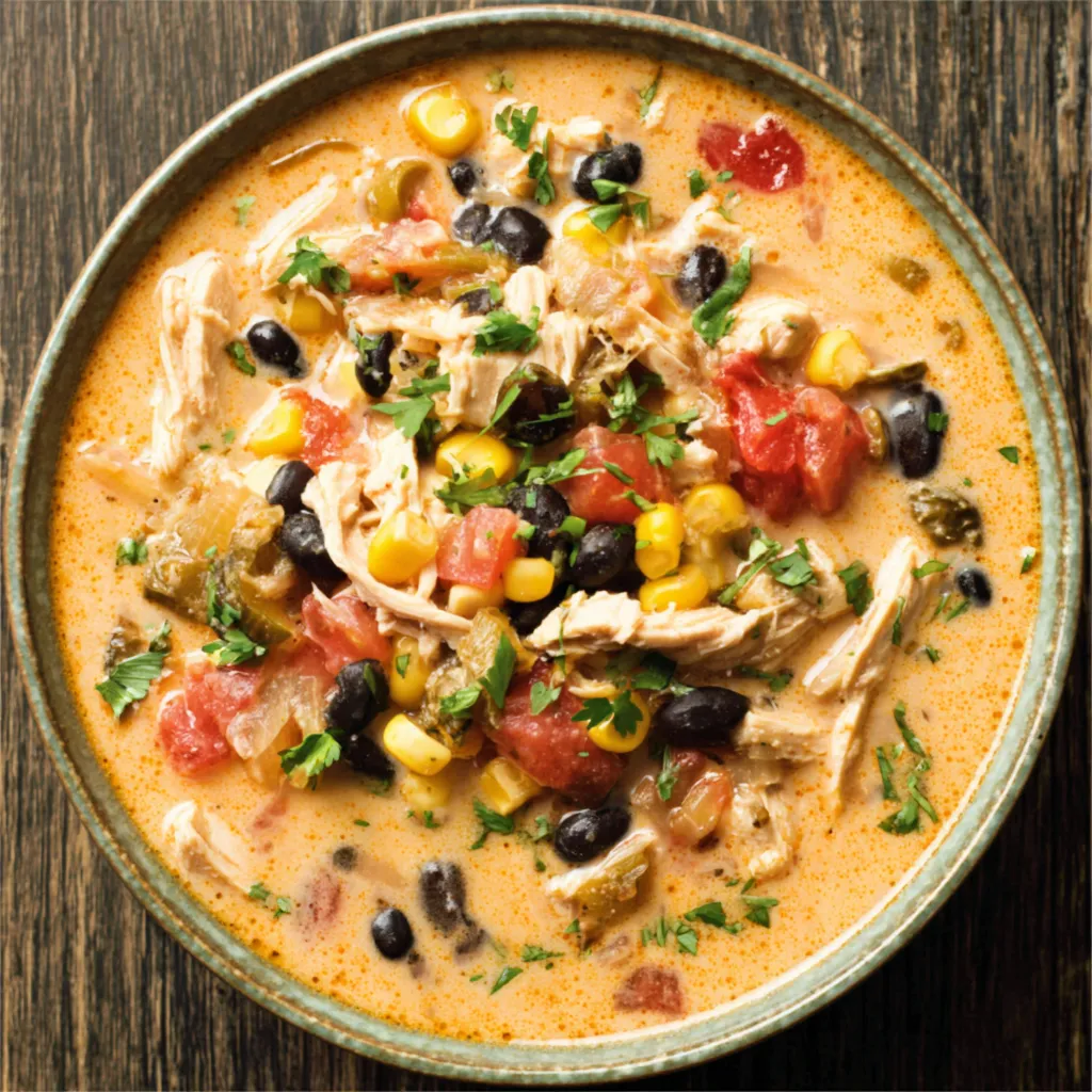 A bowl of delicious Chicken Taco Soup is shown as the featured image.