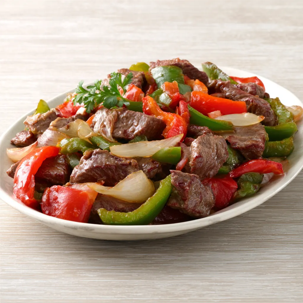 Delicious Chinese Pepper Steak is showcased as the featured image for this recipe.