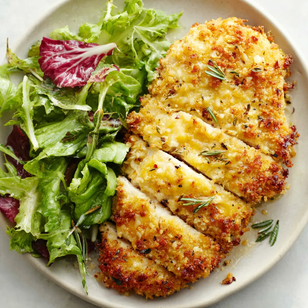 LongHorn Parmesan Chicken plated and ready to eat, showcasing the dish's golden-brown crust and creamy topping.