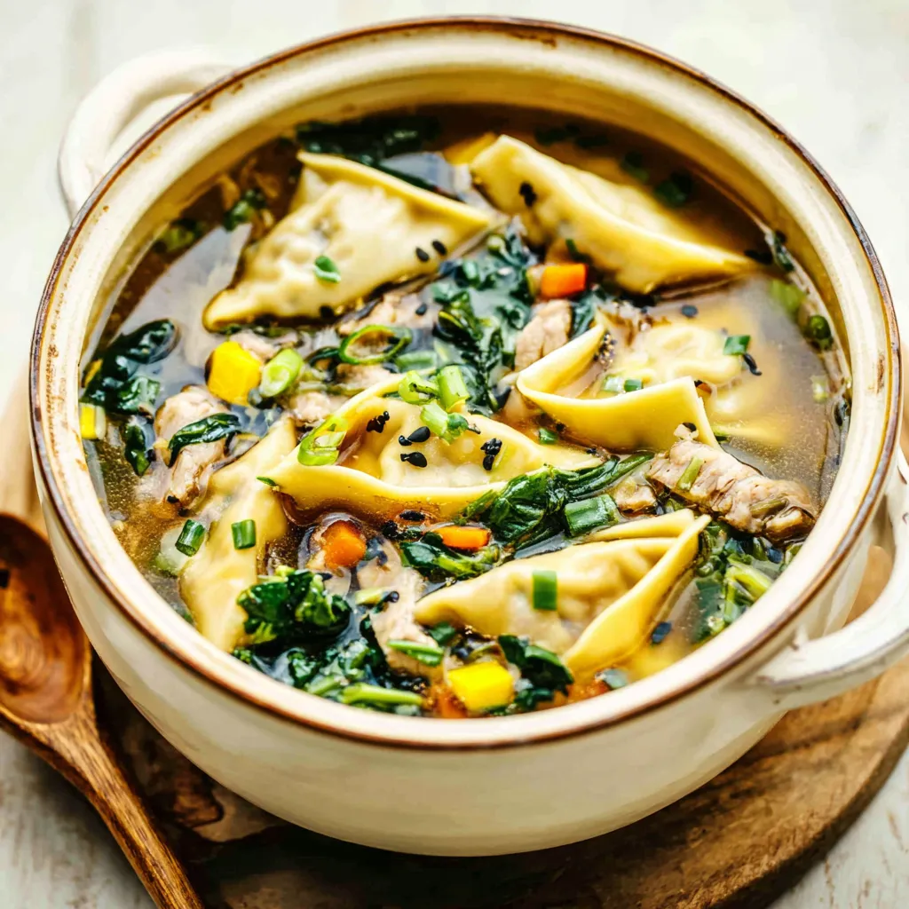 A bowl of delicious Potsticker Soup is shown as the featured image for the recipe article.