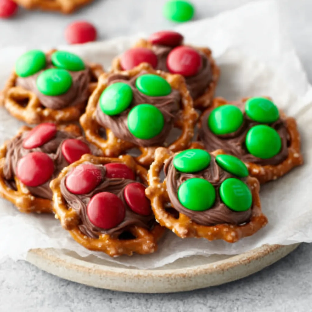 Close-up of sweet and salty Rolo Pretzels, a popular holiday treat.