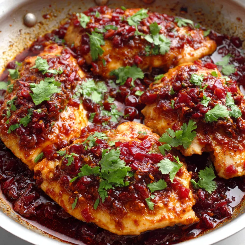 Skillet Cranberry Orange Chicken glistens beautifully in the featured image, ready to be served.