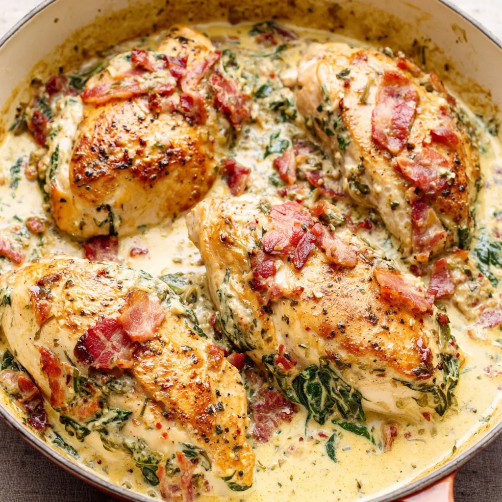 A close-up shot showcases the creamy, sun-dried tomato sauce and vibrant herbs of a delicious plate of Tuscan Chicken.