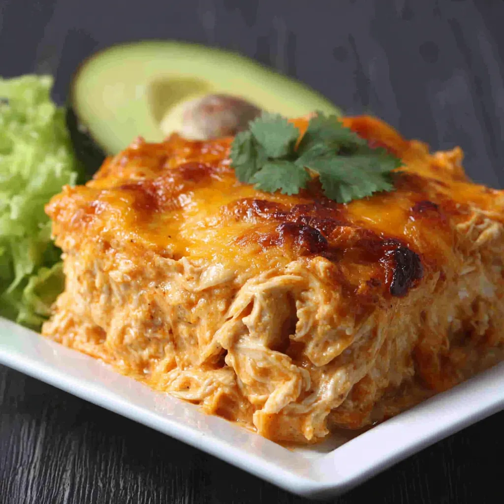 Keto Mexican Chicken Casserole is a delicious and cheesy low-carb meal, pictured as a featured image.