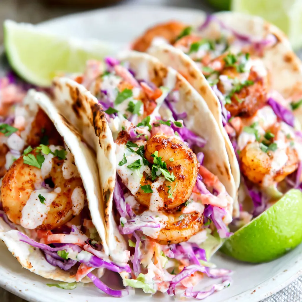 Featured image of a delicious Bang Bang Shrimp Taco with creamy sauce and fresh toppings.
