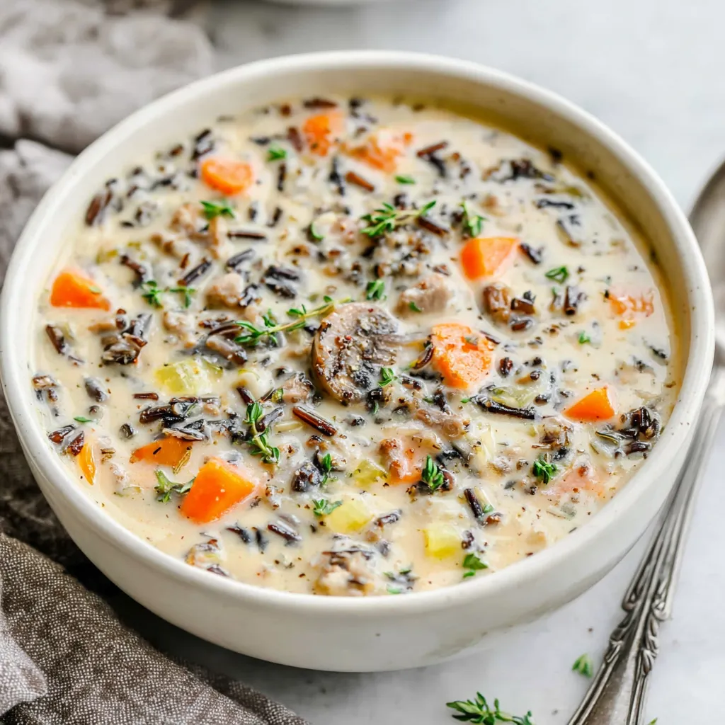 Creamy Wild Rice Soup is displayed as a featured image for a comforting recipe.