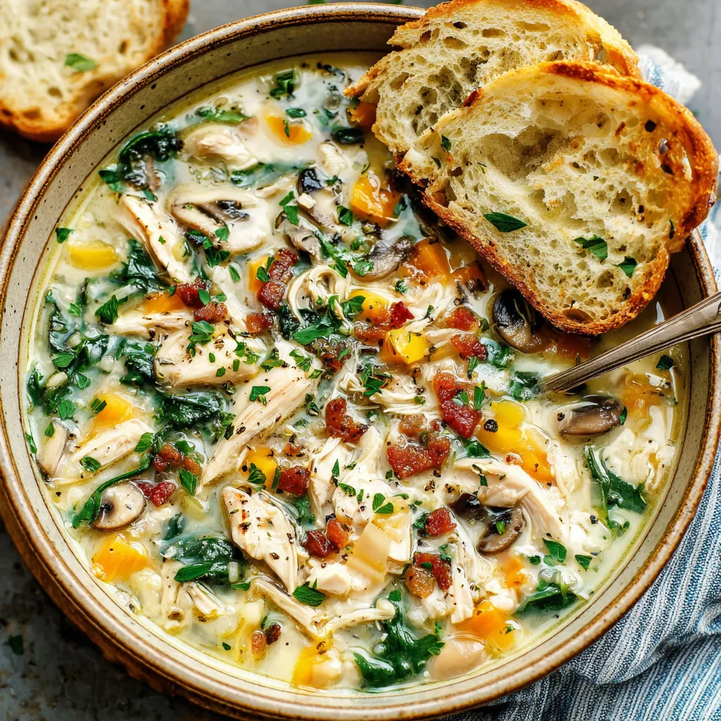 Delicious bowl of Tuscan Chicken Soup served as a featured image for a recipe article.