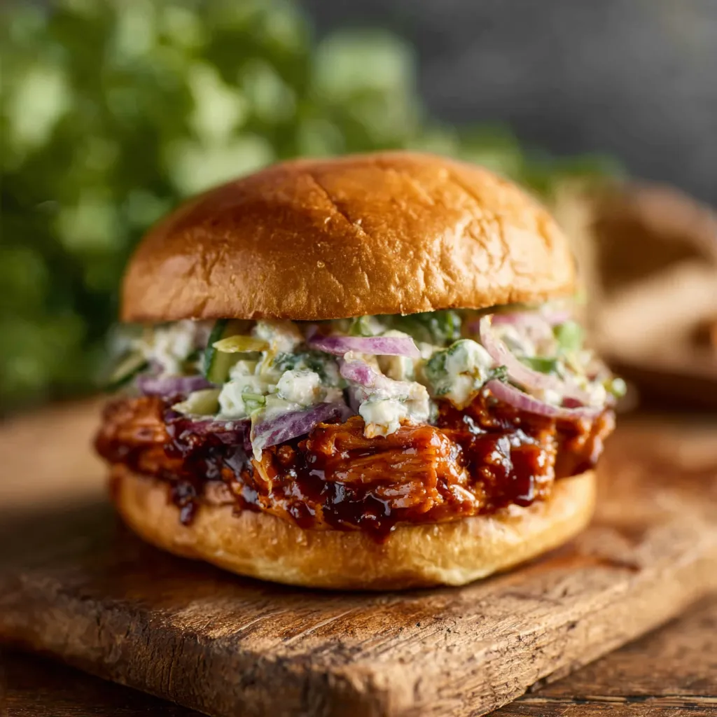 Close-up shot showcasing a delicious BBQ Chicken Sandwich, perfect for a summer meal.