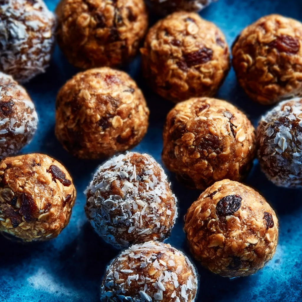 Close-up shot of homemade Protein Balls, perfect for a healthy snack or post-workout treat.