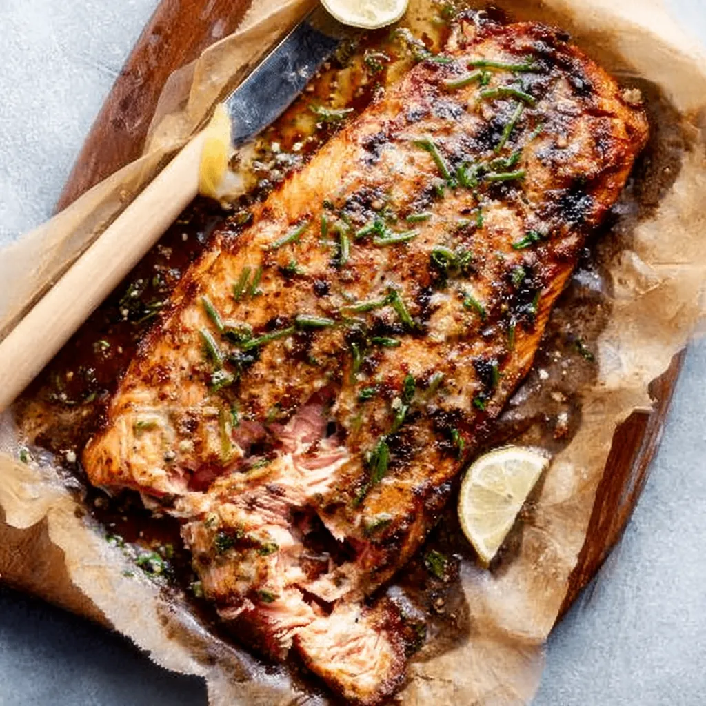 Close-up of fresh salmon marinating in a flavorful Salmon Marinade, ready to be cooked.