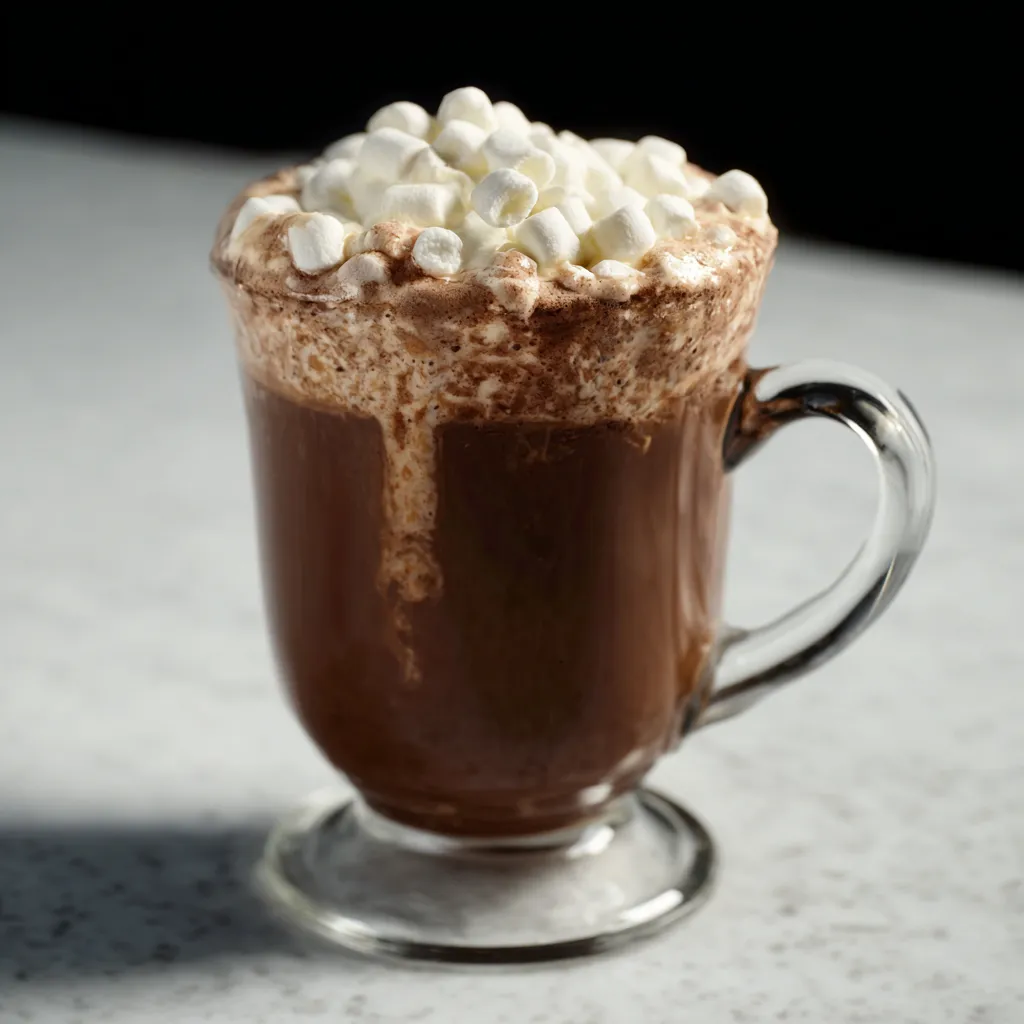 A close-up shows a creamy mug of Spiked Hot Chocolate, perfect for a cozy winter night.