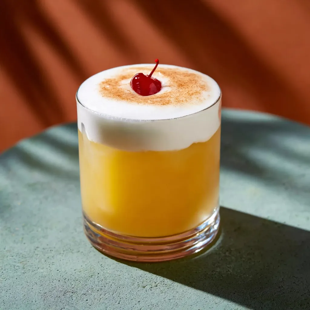 A freshly made Whiskey Sour cocktail sits in a glass, complementing the article's main image.