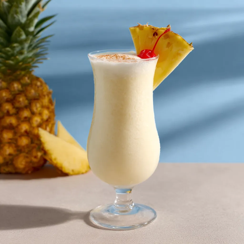 A refreshing Frozen Piña Colada cocktail, perfect for a hot day.