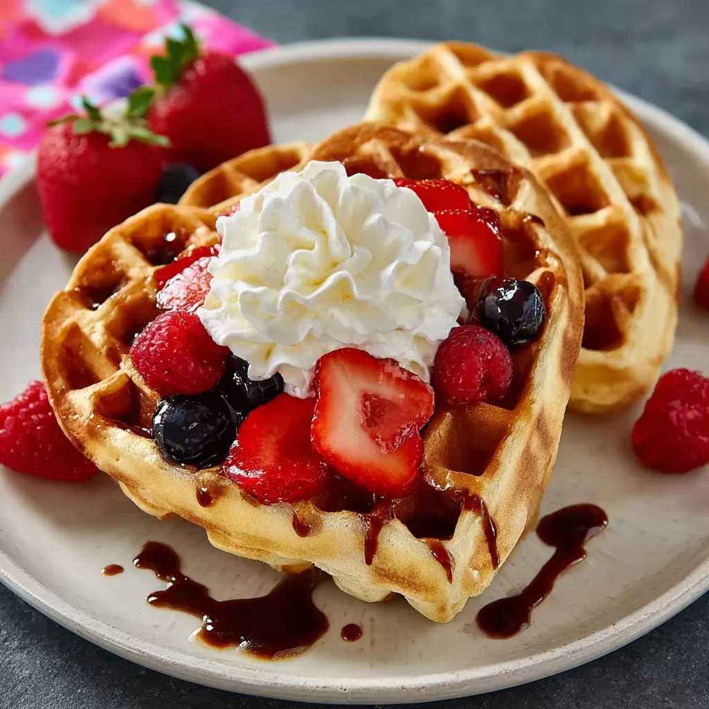 Golden Heart-Shaped Waffles are displayed as a second example in this article.