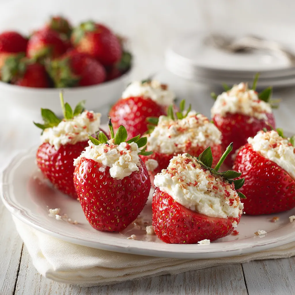 A close-up view of freshly made Strawberry Cheesecake Bites showcases their delicious texture and appearance.