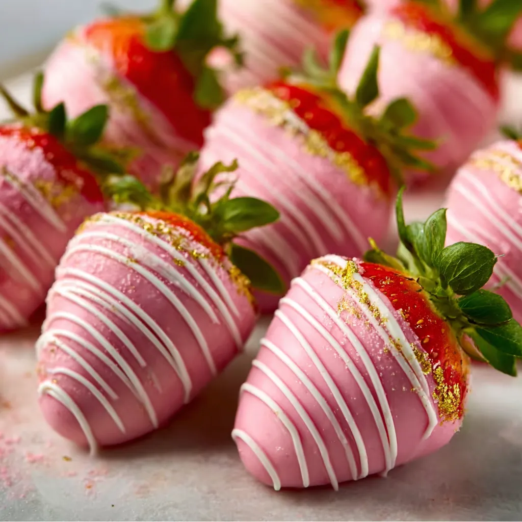 Close-up of delicious Pink Chocolate Strawberries, a delightful treat featured in this article.