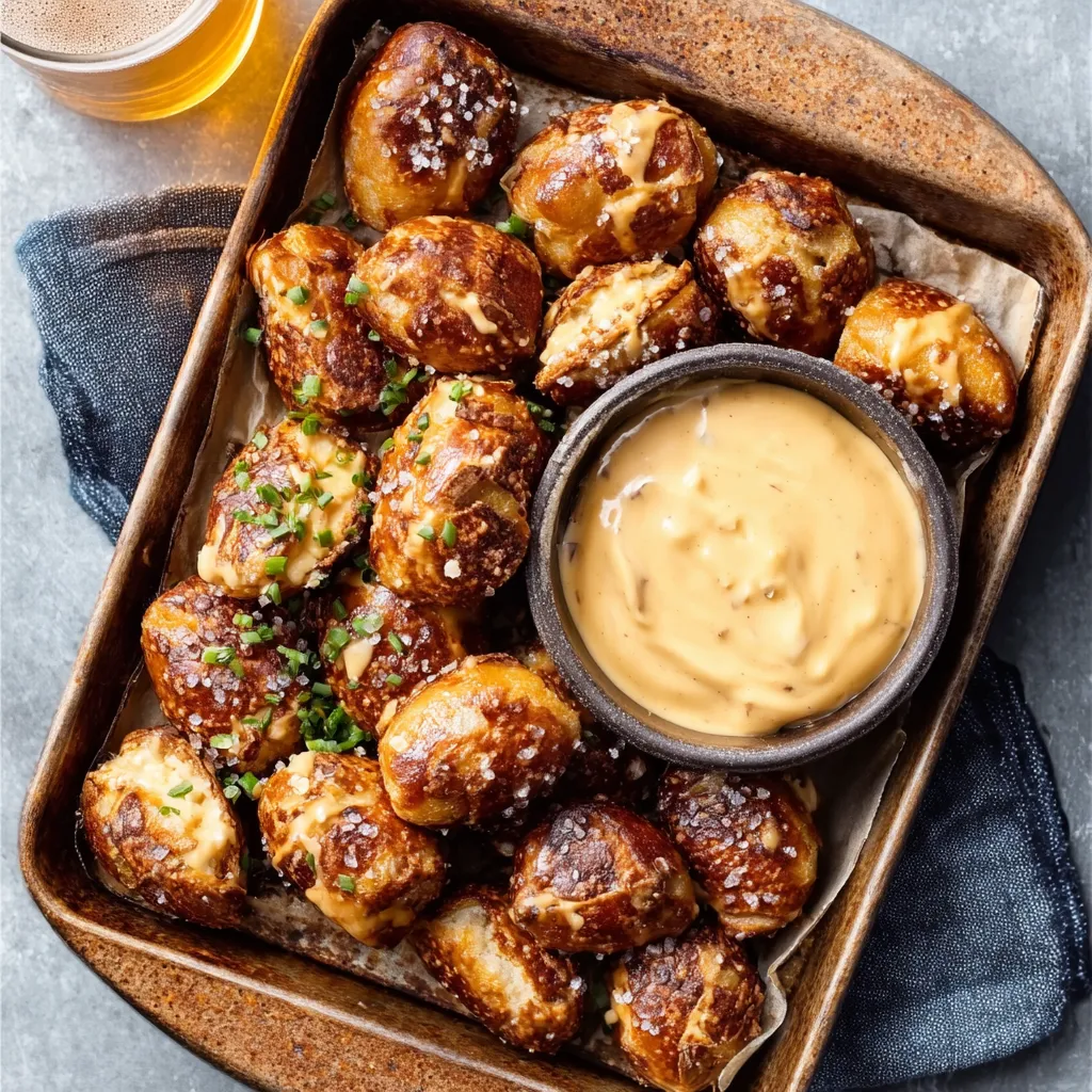 Close-up showing the golden-brown, perfectly baked Soft Pretzel Bites, ready to be enjoyed.