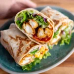 Close-up of golden brown Air Fryer Chicken Mozzarella Wraps, showcasing their crispy exterior and melted cheese filling, for a delicious and easy meal.