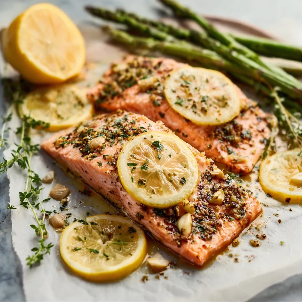 BAKED SALMON WITH GARLIC AND LEMON EASY