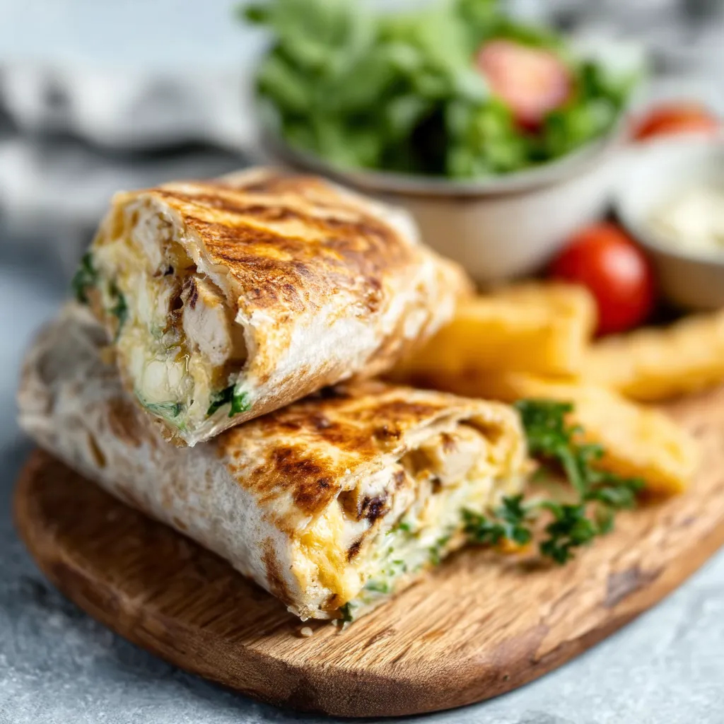 CHEESY GARLIC CHICKEN WRAPS RECIPE