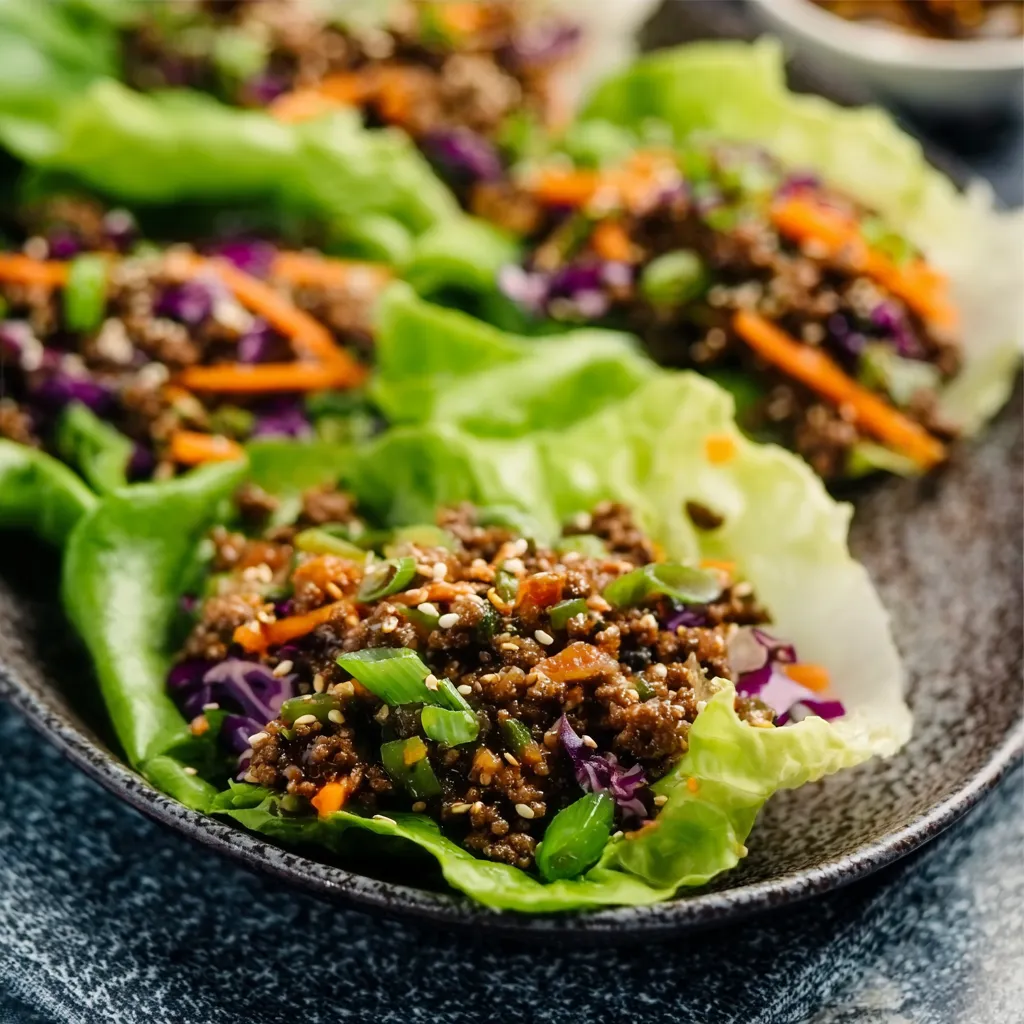 EASY ASIAN-STYLE GROUND BEEF LETTUCE WRAPS