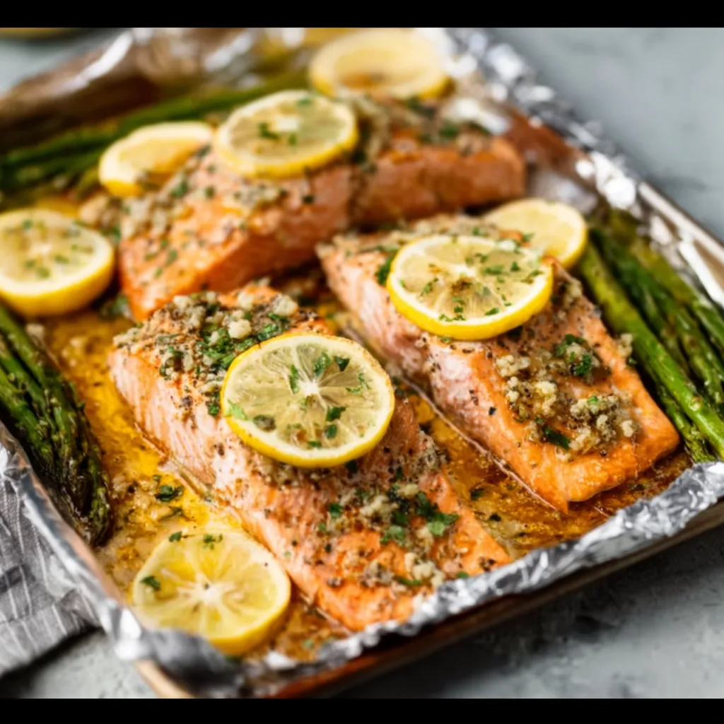 EASY SHEET PAN LEMON GARLIC BUTTER SALMON