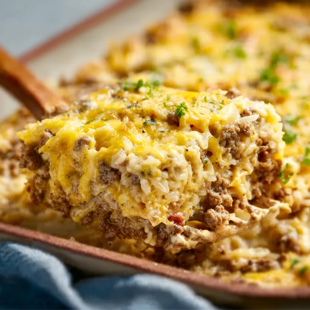 GROUND BEEF AND RICE CASSEROLE EASY