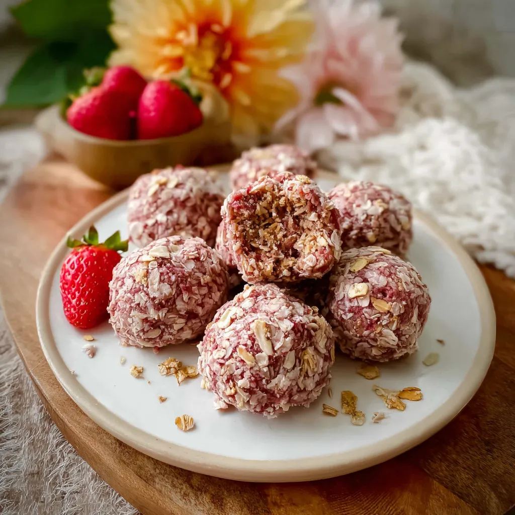 IRRESISTIBLE STRAWBERRY CHEESECAKE PROTEIN BALLS