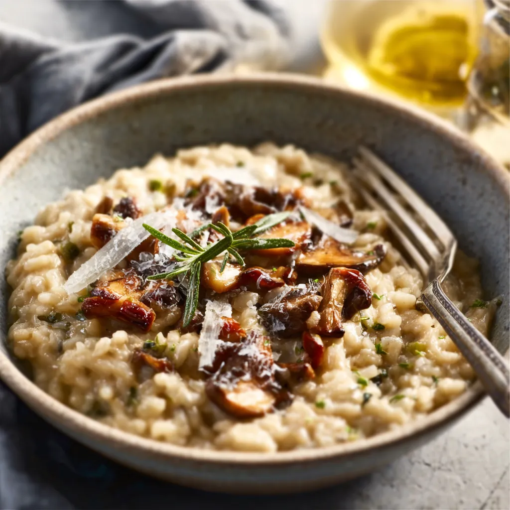 Delicious creamy Mushroom Risotto served as a featured image for a recipe article.