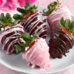 Pink Chocolate Strawberries are beautifully displayed as the featured image, showcasing their vibrant pink coating and fresh appearance.