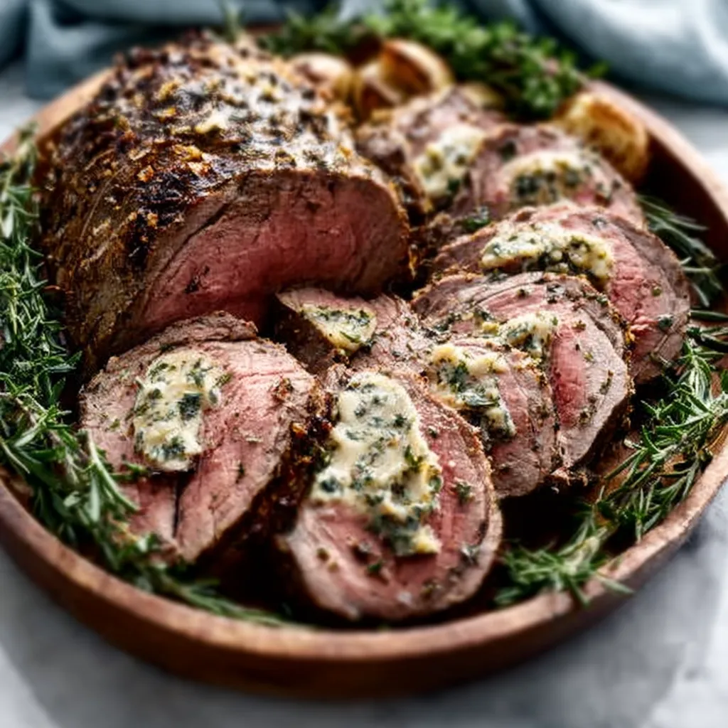A beautifully roasted Roast Beef Tenderloin sits ready to be sliced and served as a featured image.