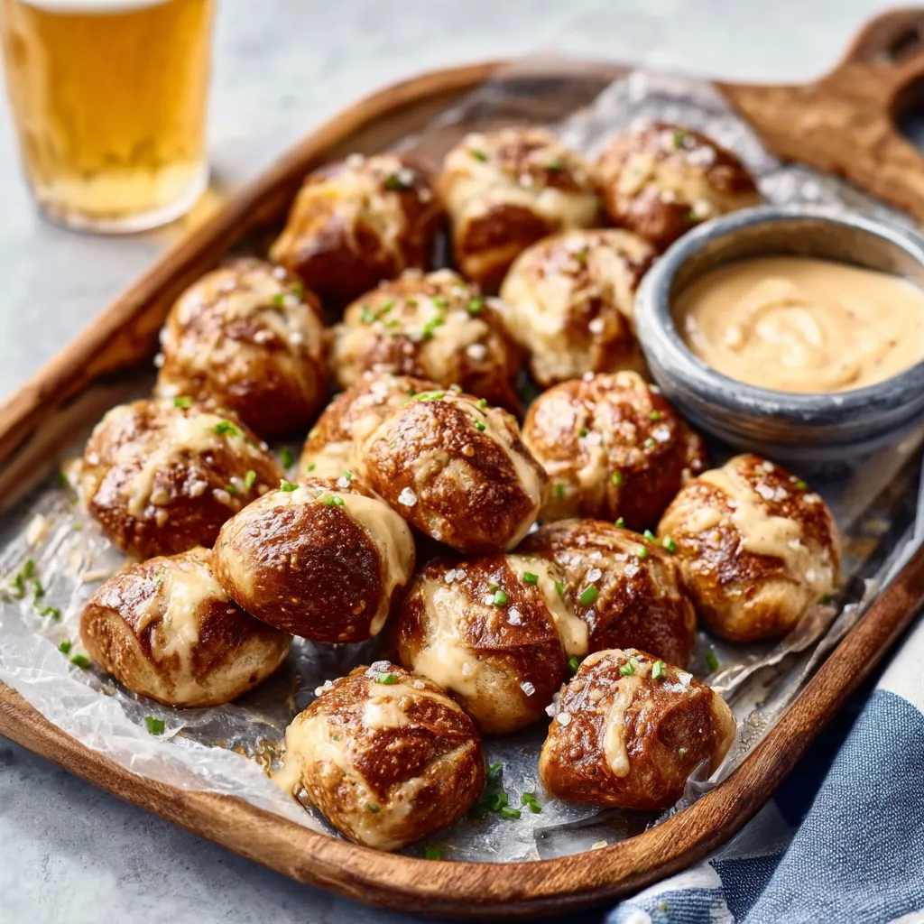 Close-up shot of golden brown Soft Pretzel Bites, perfectly salted and ready to eat.