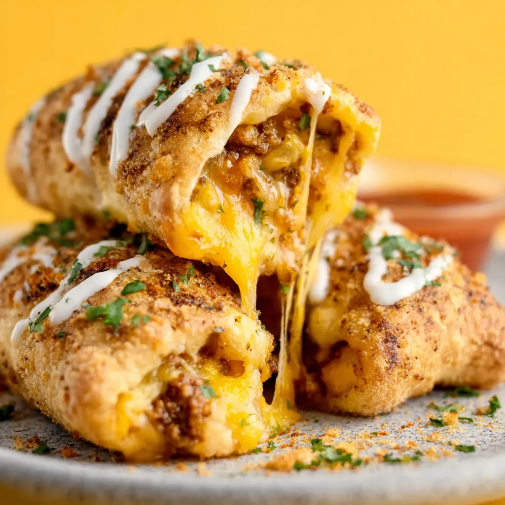 A delicious close-up showcasing golden-brown Taco Sticks, the perfect handheld snack.