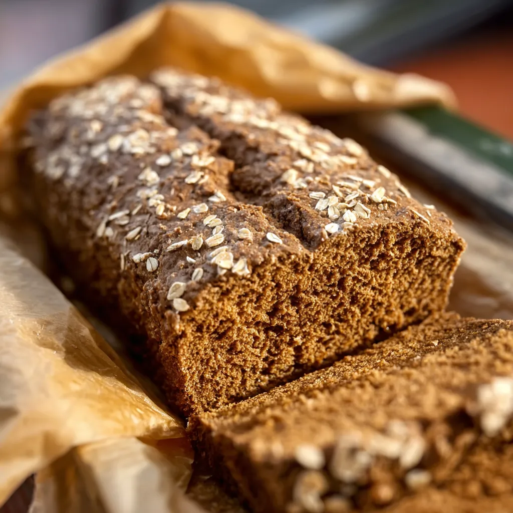 Freshly baked Irish Brown Bread with wholemeal flour and oats.