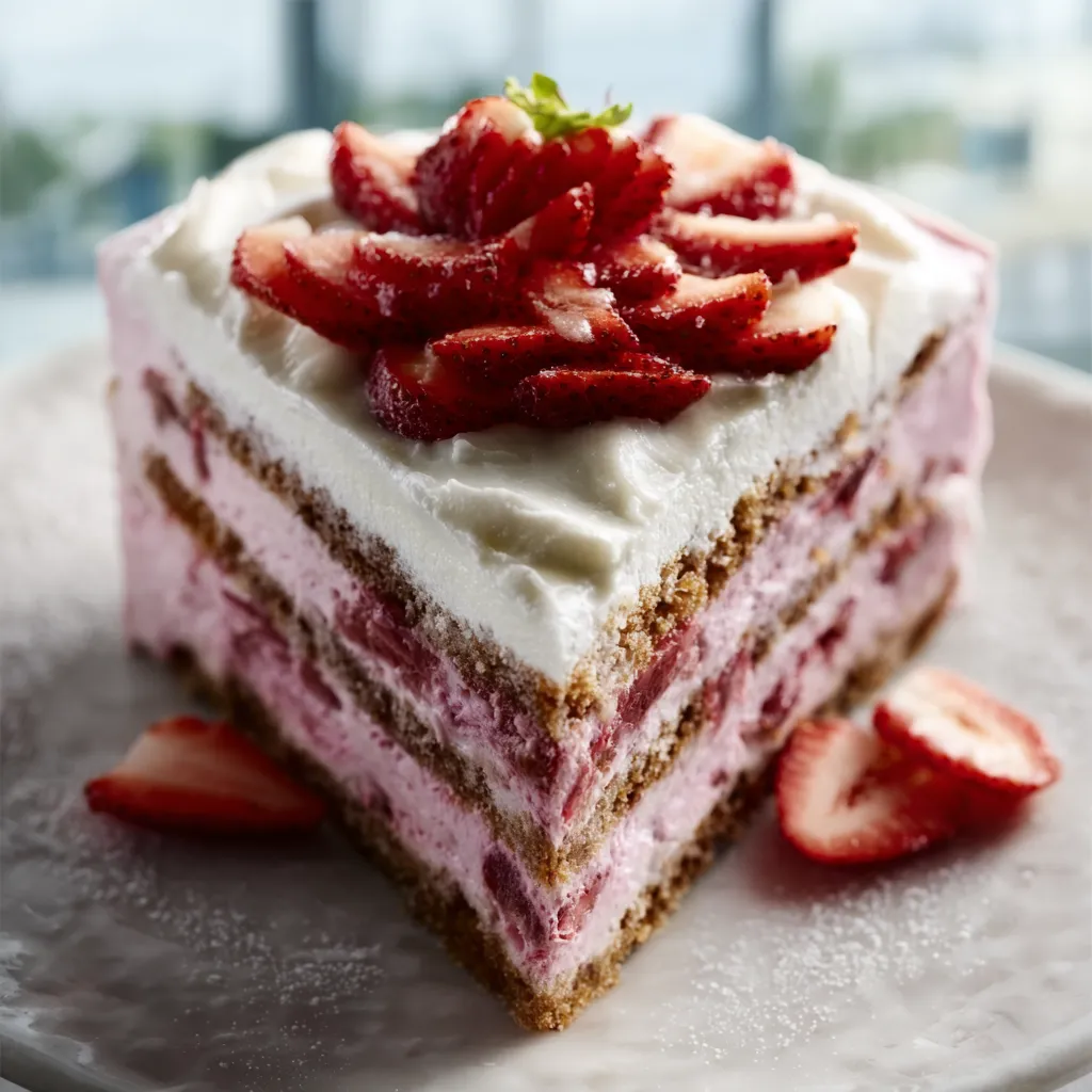 Southern Strawberry Layer Cake with fresh berries and cream frosting on a cake stand.