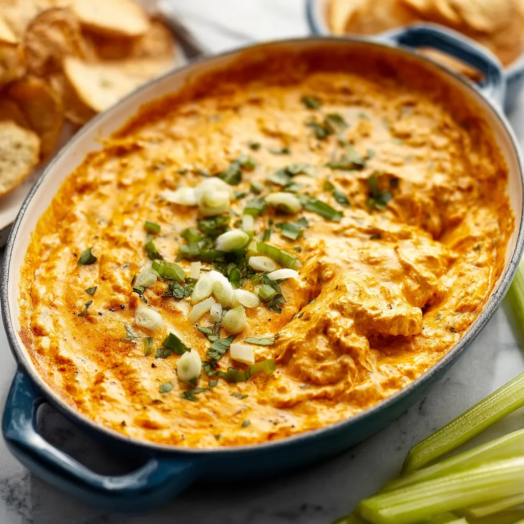 CREAMY VEGAN BUFFALO CHICKEN DIP PARTY APPETIZER